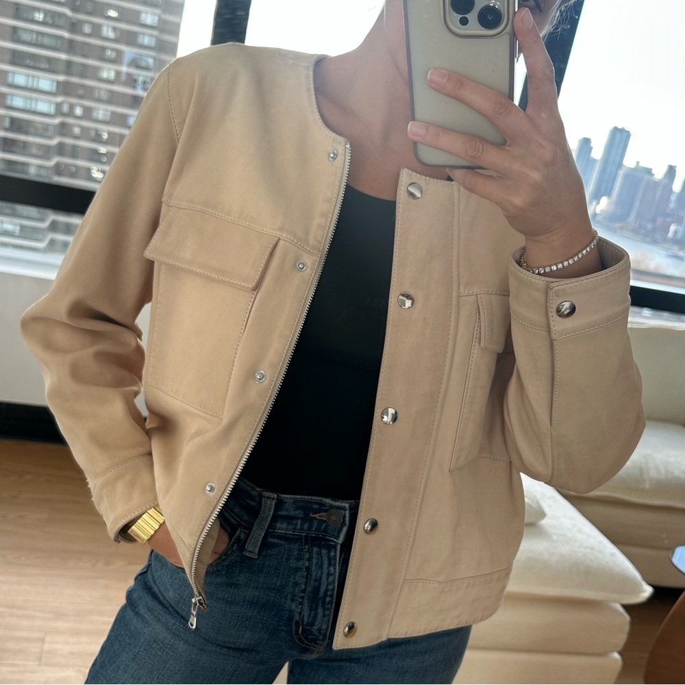 Parker Genuine Lamb Leather Jacket in Tan